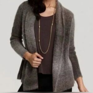 EILEEN FISHER Open Front Wrap Sweater Ombre Mohair Blend Womens Small gray brown